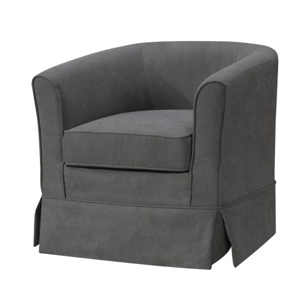 Tucker 28"W Gray Woven Fabric Swivel Barrel Chair - Image 5