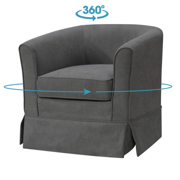 Tucker 28"W Gray Woven Fabric Swivel Barrel Chair - Image 2