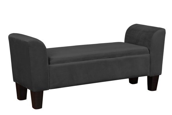 Mila 55"W Black Velvet Ottoman Bench with Storage - Image 3