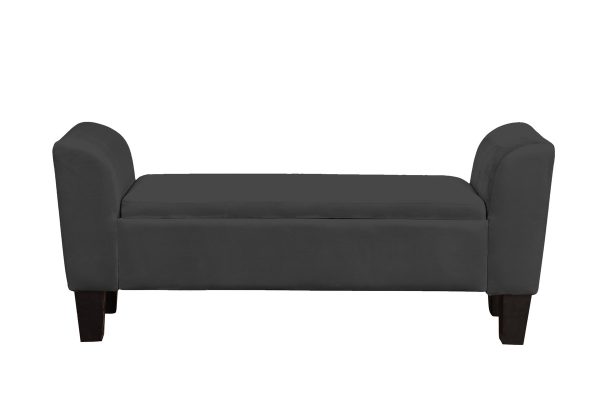 Mila 55"W Black Velvet Ottoman Bench with Storage - Image 2