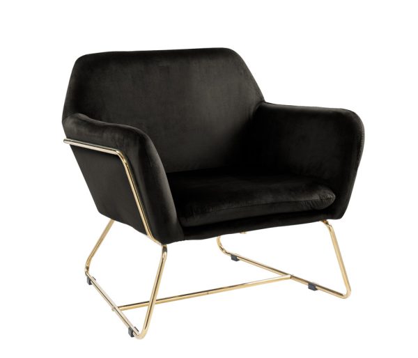 Keira 29.5"W Black Velvet Accent Chair with Metal Base - Image 3