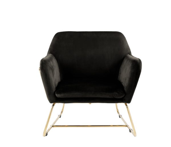 Keira 29.5"W Black Velvet Accent Chair with Metal Base - Image 2