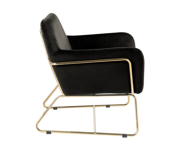 Keira 29.5"W Black Velvet Accent Chair with Metal Base - Image 6