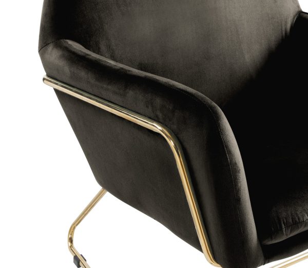 Keira 29.5"W Black Velvet Accent Chair with Metal Base - Image 5
