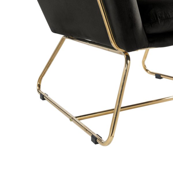 Keira 29.5"W Black Velvet Accent Chair with Metal Base - Image 4