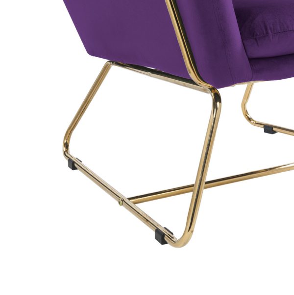 Keira 29.5"W Purple Velvet Accent Chair with Metal Base - Image 5