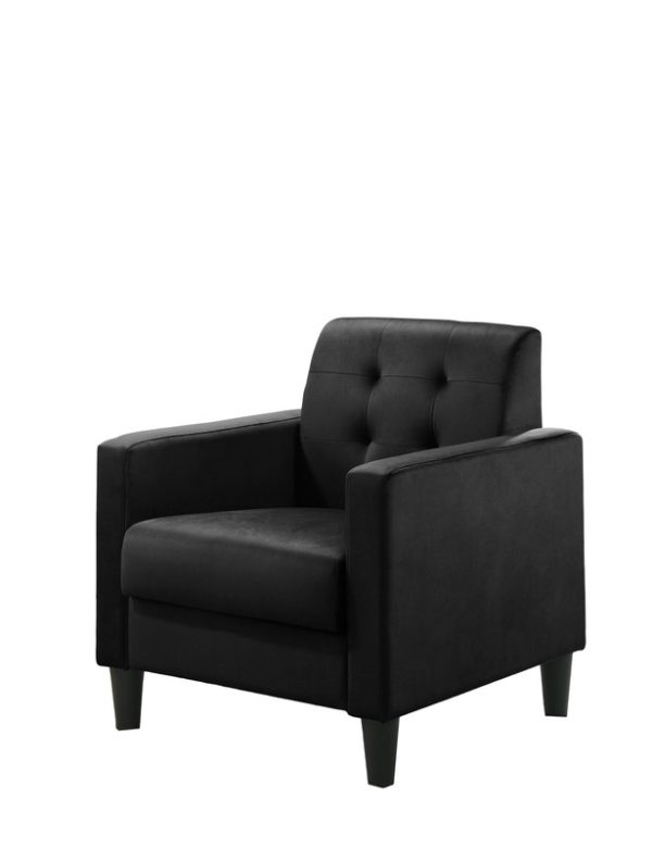 Hale 27.5"W Black Velvet Accent Armchair with Tufting - Image 5