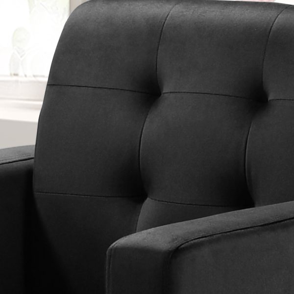 Hale 27.5"W Black Velvet Accent Armchair with Tufting - Image 2