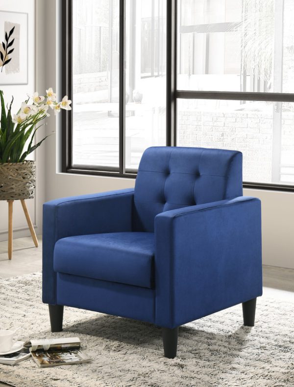 Hale Blue Velvet Armchairs and End Table Living Room Set - Image 5