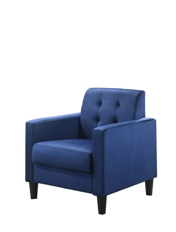 Hale Blue Velvet Armchairs and End Table Living Room Set - Image 4