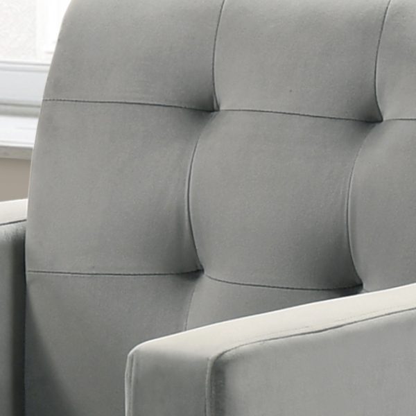 Hale 27.5"W Light Gray Velvet Accent Armchair with Tufting - Image 5