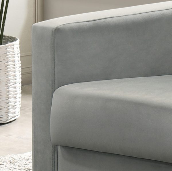 Hale 27.5"W Light Gray Velvet Accent Armchair with Tufting - Image 3