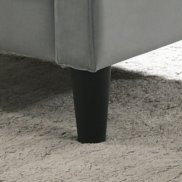 Hale 27.5"W Light Gray Velvet Accent Armchair with Tufting - Image 2