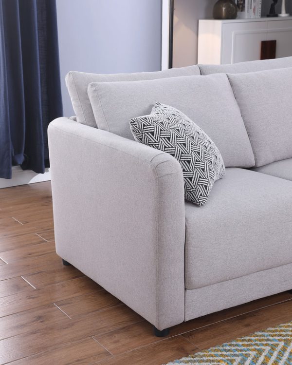 Penelope 60"W Light Gray Linen Fabric Loveseat with Pillows - Image 3