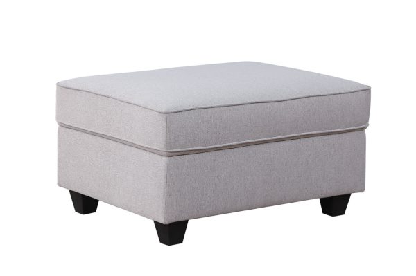Cooper 145.5"W Light Gray Linen 5-Seater Sofa with Ottoman and Cupholder - Image 4
