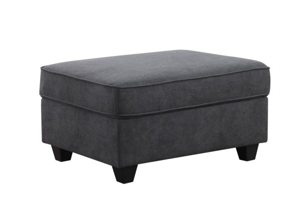 Cooper 145.5"W Stone Gray Woven Fabric 5-Seater Sofa with Ottoman and Cupholder - Image 4