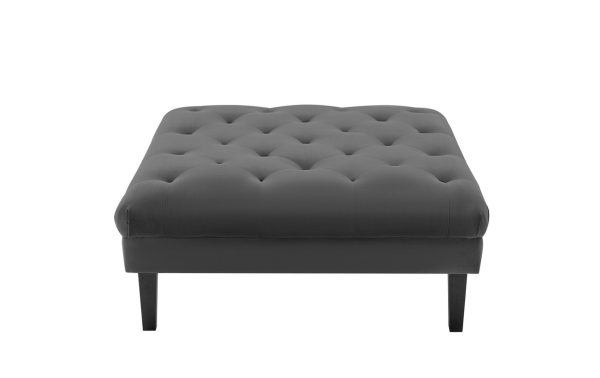 Mary Dark Gray Velvet Tufted Sofa Ottoman Living Room Set With 4 Accent Pillows - Image 6