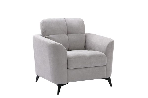Callie 39"W Light Gray Woven Fabric Chair - Image 3