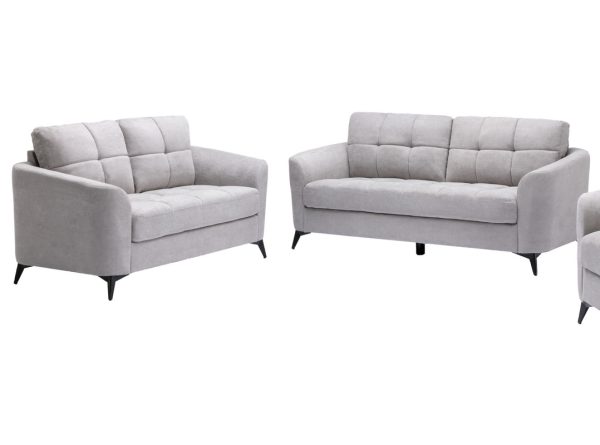 Callie Light Gray Woven Fabric Sofa Loveseat Living Room Set - Image 6