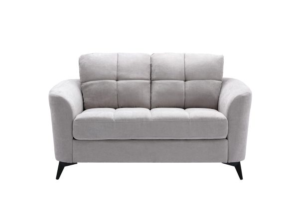 Callie Light Gray Woven Fabric Sofa Loveseat Living Room Set - Image 9