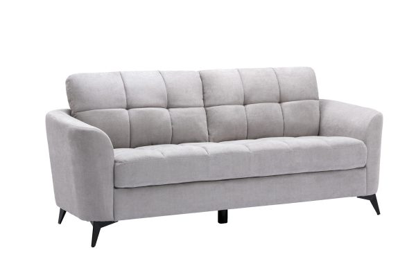 Callie 79"W Light Gray Woven Fabric Sofa - Image 5