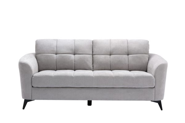 Callie 79"W Light Gray Woven Fabric Sofa - Image 4