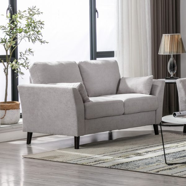 Damian 57"W Light Gray Woven Fabric Loveseat