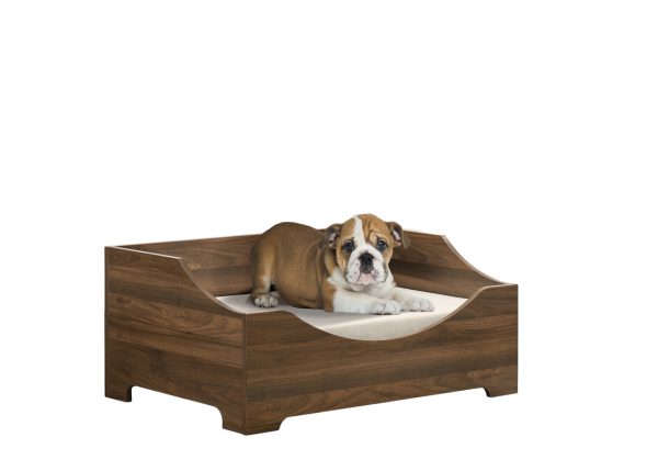 Gibson 36"W Brown Alder Wood Finish 36"W Modern Comfy Pet Bed with Cushion - Image 2