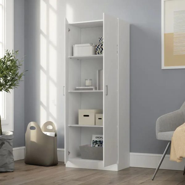 Alara White 60"W Height Simplistic Modern Double Door Storage Cabinet - Image 2