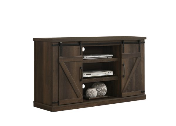 Asher Dark Dusty Brown 54"W TV Stand with Sliding Doors and Cable Management - Image 3