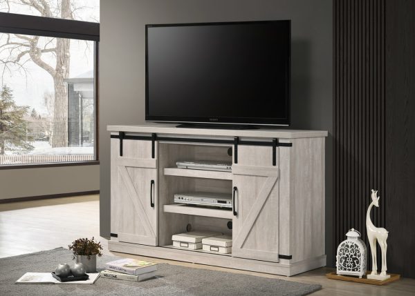 Asher Dusty Gray 54"W TV Stand with Sliding Doors and Cable Management