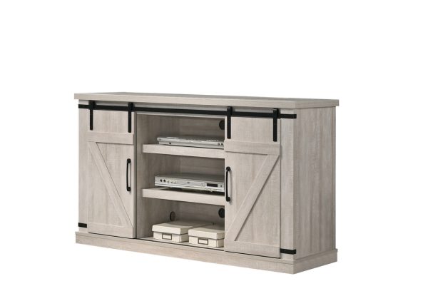 Asher Dusty Gray 54"W TV Stand with Sliding Doors and Cable Management - Image 4
