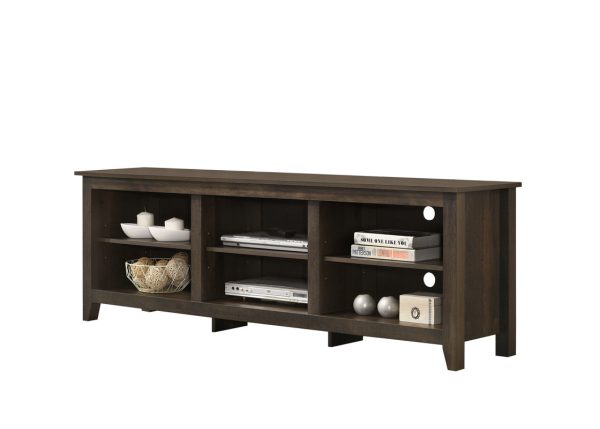 Benito Dark Dusty Brown 70"W TV Stand with Open Shelves and Cable Management - Image 3