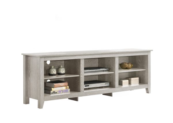 Benito Dusty Gray 70"W TV Stand with Open Shelves and Cable Management - Image 3