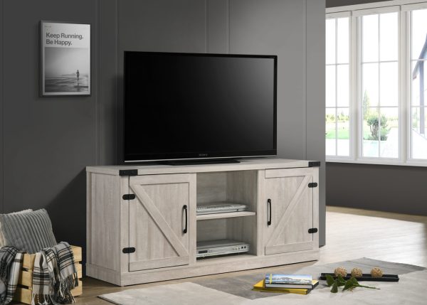 Salma Dusty Gray 58"W TV Stand with 2 Open Shelves and 2 Cabinets