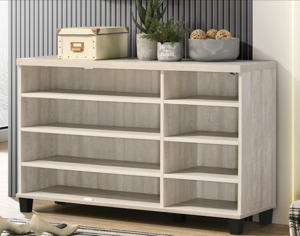 Corby 45"W Dusty Gray Oak Finish 3-Door Shoe Cabinet - Image 2