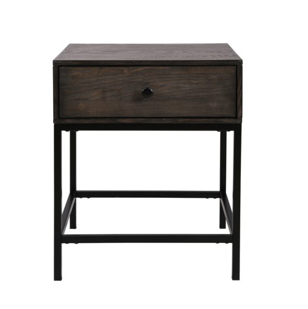 Ava 20"W Espresso MDF End Table with Charging Ports and Metal Base - Image 3