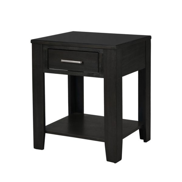Bruno 2 Piece Ash Gray Wooden 48"W Lift Top Coffee and End Table Set with Tempered Glass Top and Drawer - Image 3