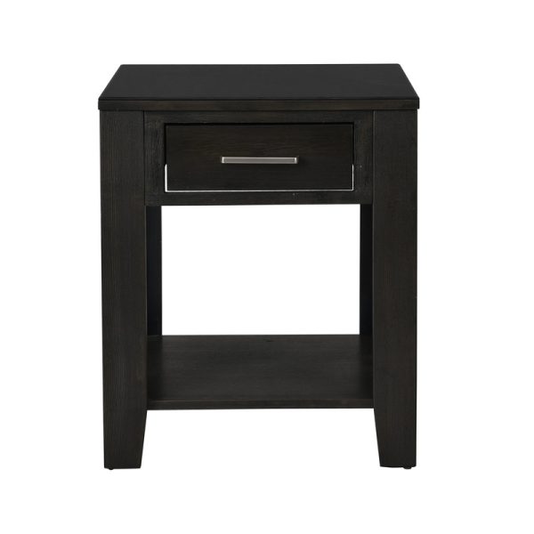 Bruno 2 Piece Ash Gray Wooden 48"W Lift Top Coffee and End Table Set with Tempered Glass Top and Drawer - Image 2