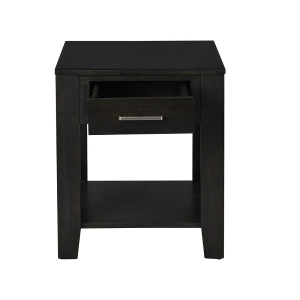 Bruno 2 Piece Ash Gray Wooden 48"W Lift Top Coffee and End Table Set with Tempered Glass Top and Drawer - Image 12