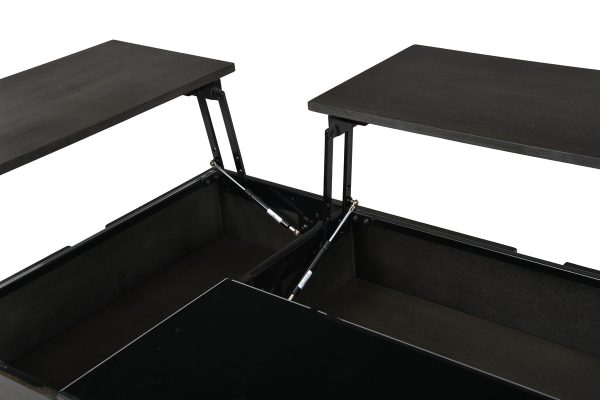 Bruno 48"W Ash Gray Wooden Lift Top Coffee Table with Tempered Glass Top and Drawer - Image 3