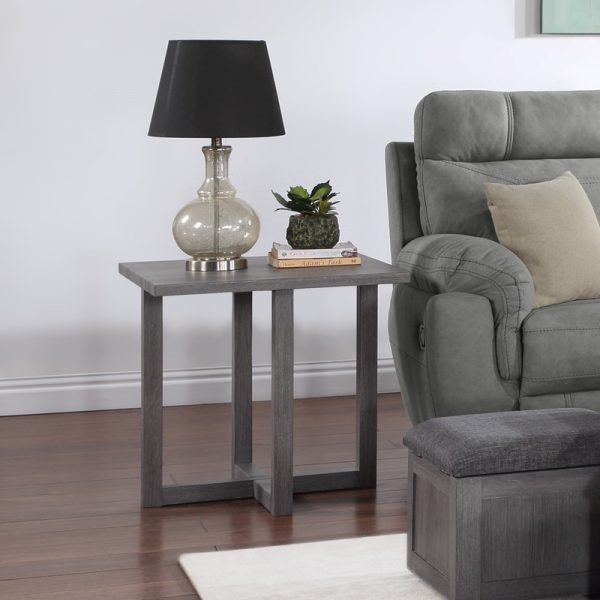 Moseberg 24"W Distressed Gray End Table