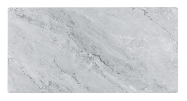 Landon 47"W Coffee Table with Glass Gray Marble Texture Top and Bent Wood Design - Image 4