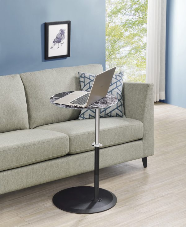 Orbit 15.5"W End Table with Height Adjustable Black Marble Textured Top