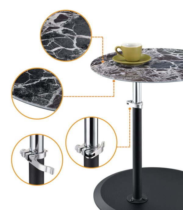 Orbit 15.5"W End Table with Height Adjustable Black Marble Textured Top - Image 5
