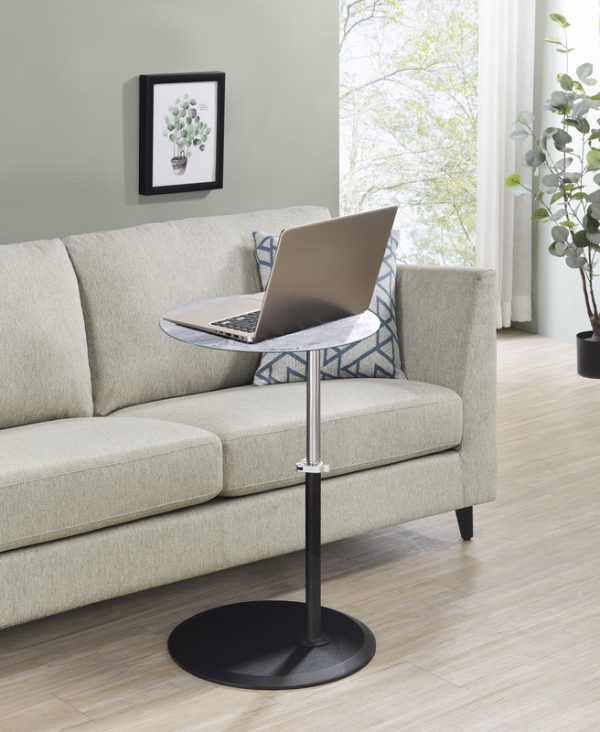 Orbit 15.5"W End Table with Height Adjustable Gray Marble Textured Top