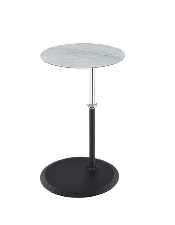 Orbit 15.5"W End Table with Height Adjustable Gray Marble Textured Top - Image 2