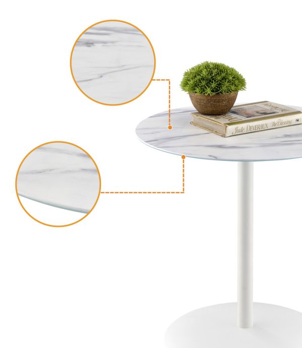 Circa 17.5"W End Table with White Marble Textured Top - Image 3