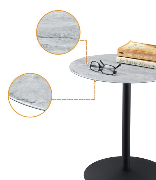 Circa 17.5"W End Table with Gray Marble Textured Top - Image 3