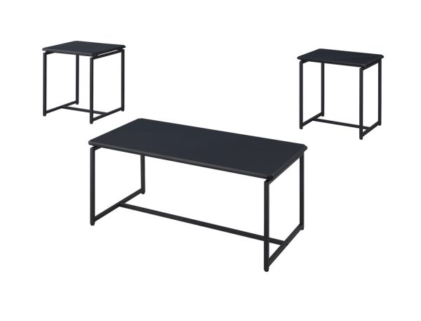 GT 3 Piece Black Carbon Fiber Wrap 39.5"W Coffee Table and End Table Set - Image 4